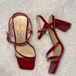 Jessica Simpson Glossy Red Block Heels